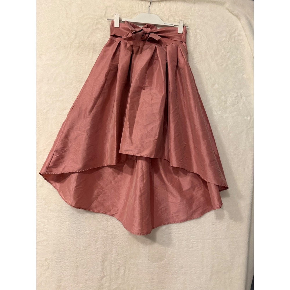 Haute Monde Pink High Low Skirt Womens Medium Bow Front Taffeta Party HMS1002A